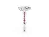 White gold Marquise Cut Diamond Solitaire Ring with Round with Morganite side stone Pavé Band and Prong Setting_14