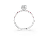 White gold Marquise Cut Diamond Solitaire Ring with Round with Morganite side stone Pavé Band and Prong Setting_3