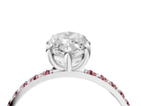 White gold Marquise Cut Diamond Solitaire Ring with Round with Morganite side stone Pavé Band and Prong Setting_4