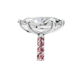 White gold Marquise Cut Diamond Solitaire Ring with Round with Morganite side stone Pavé Band and Prong Setting_5