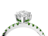 White gold Marquise Cut Diamond Solitaire Ring with Round with Peridot side stone Pavé Band and Four-Prong Setting_16