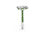White gold Marquise Cut Diamond Solitaire Ring with Round with Peridot side stone Pavé Band and Four-Prong Setting_2