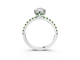 White gold Marquise Cut Diamond Solitaire Ring with Round with Peridot side stone Pavé Band and Four-Prong Setting_39