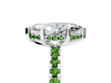 White gold Marquise Cut Diamond Solitaire Ring with Round with Peridot side stone Pavé Band and Four-Prong Setting_5
