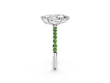 White gold Marquise Cut Diamond Solitaire Ring with Round with Peridot side stone Pavé Band and Prong Setting_26