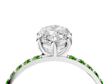 White gold Marquise Cut Diamond Solitaire Ring with Round with Peridot side stone Pavé Band and Prong Setting_34