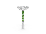 White gold Marquise Cut Diamond Solitaire Ring with Round with Peridot side stone Pavé Band and Prong Setting_37