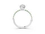 White gold Marquise Cut Diamond Solitaire Ring with Round with Peridot side stone Pavé Band and Prong Setting_38