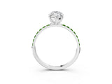 White gold Marquise Cut Diamond Solitaire Ring with Round with Peridot side stone Pavé Band and Prong Setting_39