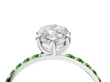 White gold Marquise Cut Diamond Solitaire Ring with Round with Peridot side stone Pavé Band and Prong Setting_40