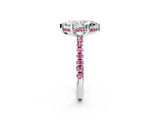 White gold Marquise Cut Diamond Solitaire Ring with Round with Pink Sapphire side stone Pavé Band and Four-Prong Setting_2
