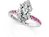 White gold Marquise Cut Diamond Solitaire Ring with Round with Pink Sapphire side stone Pavé Band and Four-Prong Setting_37