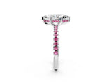 White gold Marquise Cut Diamond Solitaire Ring with Round with Pink Sapphire side stone Pavé Band and Four-Prong Setting_38
