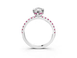 White gold Marquise Cut Diamond Solitaire Ring with Round with Pink Sapphire side stone Pavé Band and Four-Prong Setting_39