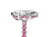 White gold Marquise Cut Diamond Solitaire Ring with Round with Pink Sapphire side stone Pavé Band and Four-Prong Setting_5