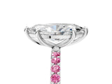 White gold Marquise Cut Diamond Solitaire Ring with Round with Pink Sapphire side stone Pavé Band and Prong Setting_5