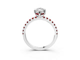 White gold Marquise Cut Diamond Solitaire Ring with Round with Ruby side stone Pavé Band and Four-Prong Setting_15