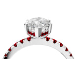 White gold Marquise Cut Diamond Solitaire Ring with Round with Ruby side stone Pavé Band and Four-Prong Setting_16