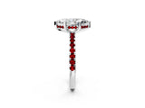 White gold Marquise Cut Diamond Solitaire Ring with Round with Ruby side stone Pavé Band and Four-Prong Setting_2