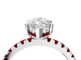 White gold Marquise Cut Diamond Solitaire Ring with Round with Ruby side stone Pavé Band and Four-Prong Setting_40