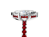White gold Marquise Cut Diamond Solitaire Ring with Round with Ruby side stone Pavé Band and Four-Prong Setting_41