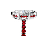 White gold Marquise Cut Diamond Solitaire Ring with Round with Ruby side stone Pavé Band and Four-Prong Setting_5