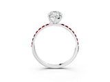 White gold Marquise Cut Diamond Solitaire Ring with Round with Ruby side stone Pavé Band and Prong Setting_27