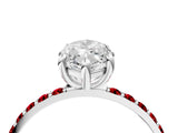 White gold Marquise Cut Diamond Solitaire Ring with Round with Ruby side stone Pavé Band and Prong Setting_28