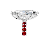 White gold Marquise Cut Diamond Solitaire Ring with Round with Ruby side stone Pavé Band and Prong Setting_29