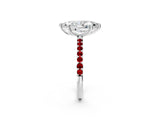 White gold Marquise Cut Diamond Solitaire Ring with Round with Ruby side stone Pavé Band and Prong Setting_38