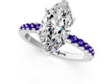 White gold Marquise Cut Diamond Solitaire Ring with Round with Tanzanite side stone Pavé Band and Four-Prong Setting_25