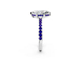 White gold Marquise Cut Diamond Solitaire Ring with Round with Tanzanite side stone Pavé Band and Four-Prong Setting_26