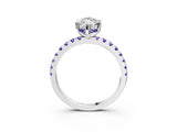 White gold Marquise Cut Diamond Solitaire Ring with Round with Tanzanite side stone Pavé Band and Four-Prong Setting_39