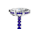 White gold Marquise Cut Diamond Solitaire Ring with Round with Tanzanite side stone Pavé Band and Four-Prong Setting_41