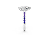 White gold Marquise Cut Diamond Solitaire Ring with Round with Tanzanite side stone Pavé Band and Prong Setting_2