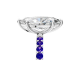 White gold Marquise Cut Diamond Solitaire Ring with Round with Tanzanite side stone Pavé Band and Prong Setting_5
