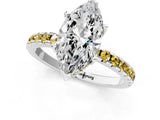 White gold Marquise Cut Diamond Solitaire Ring with Round with Yellow Sapphire side stone Pavé Band and Four-Prong Setting_1