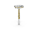 White gold Marquise Cut Diamond Solitaire Ring with Round with Yellow Sapphire side stone Pavé Band and Four-Prong Setting_14