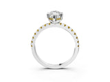 White gold Marquise Cut Diamond Solitaire Ring with Round with Yellow Sapphire side stone Pavé Band and Four-Prong Setting_3