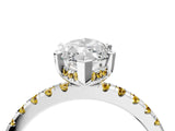 White gold Marquise Cut Diamond Solitaire Ring with Round with Yellow Sapphire side stone Pavé Band and Four-Prong Setting_4