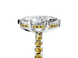 White gold Marquise Cut Diamond Solitaire Ring with Round with Yellow Sapphire side stone Pavé Band and Four-Prong Setting_5