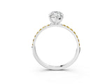 White gold Marquise Cut Diamond Solitaire Ring with Round with Yellow Sapphire side stone Pavé Band and Prong Setting_15