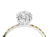 White gold Marquise Cut Diamond Solitaire Ring with Round with Yellow Sapphire side stone Pavé Band and Prong Setting_16