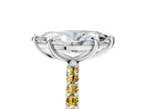 White gold Marquise Cut Diamond Solitaire Ring with Round with Yellow Sapphire side stone Pavé Band and Prong Setting_17