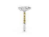 White gold Marquise Cut Diamond Solitaire Ring with Round with Yellow Sapphire side stone Pavé Band and Prong Setting_26