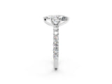 White gold Marquise Cut Diamond Solitaire Ring with Shared Prong Pavé Band and Four-Prong Setting_125