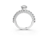 White gold Marquise Cut Diamond Solitaire Ring with Shared Prong Pavé Band and Four-Prong Setting_126