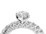 White gold Marquise Cut Diamond Solitaire Ring with Shared Prong Pavé Band and Four-Prong Setting_128