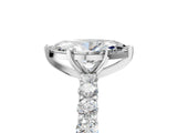 White gold Marquise Cut Diamond Solitaire Ring with Shared Prong Pavé Band and Four-Prong Setting_129