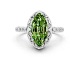 White gold Marquise Cut Diamond Solitaire Ring with Shared Prong Pavé Band